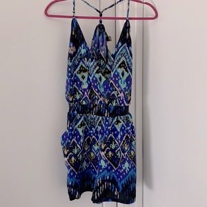Tribal print twist strap romper